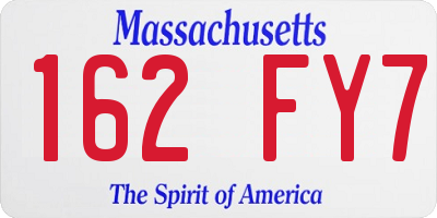 MA license plate 162FY7
