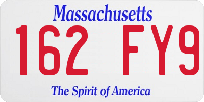 MA license plate 162FY9
