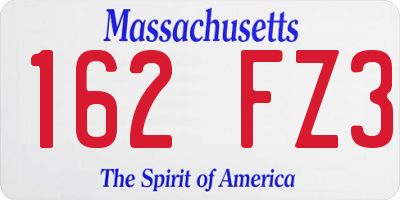 MA license plate 162FZ3