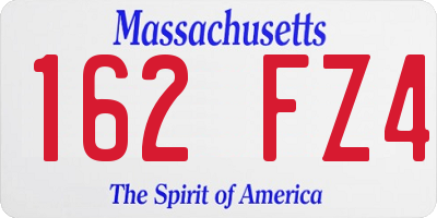 MA license plate 162FZ4