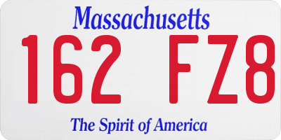 MA license plate 162FZ8