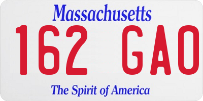 MA license plate 162GA0