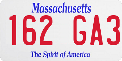 MA license plate 162GA3