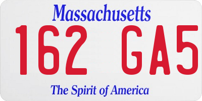 MA license plate 162GA5