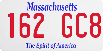 MA license plate 162GC8