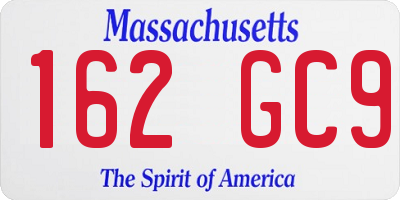 MA license plate 162GC9