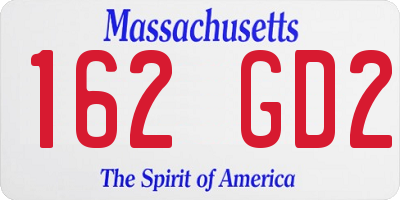MA license plate 162GD2