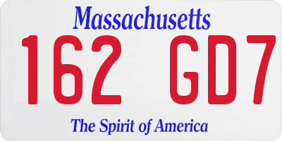 MA license plate 162GD7