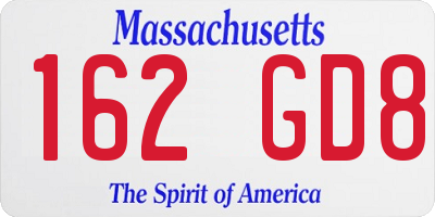 MA license plate 162GD8