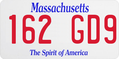 MA license plate 162GD9