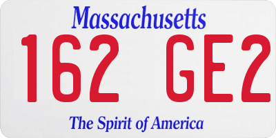 MA license plate 162GE2