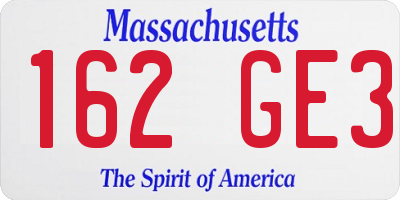 MA license plate 162GE3