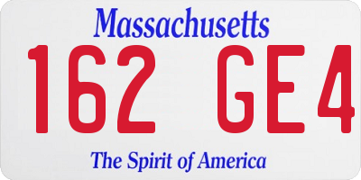 MA license plate 162GE4