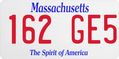 MA license plate 162GE5