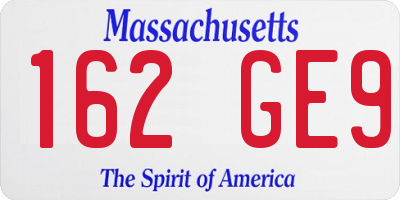 MA license plate 162GE9