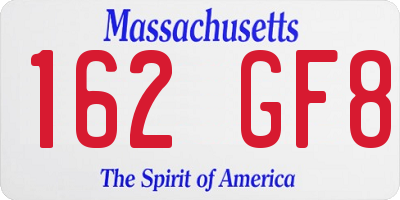 MA license plate 162GF8