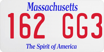 MA license plate 162GG3