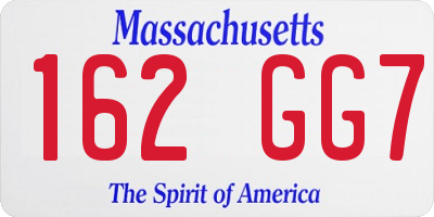 MA license plate 162GG7