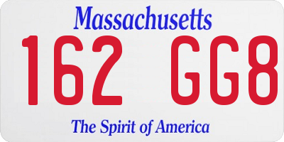 MA license plate 162GG8