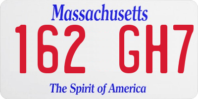 MA license plate 162GH7