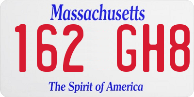 MA license plate 162GH8