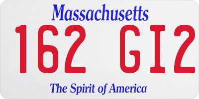 MA license plate 162GI2
