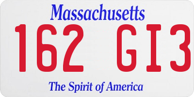 MA license plate 162GI3