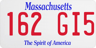MA license plate 162GI5