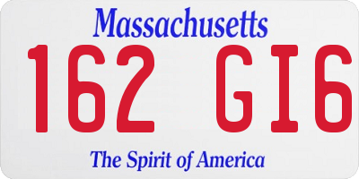MA license plate 162GI6