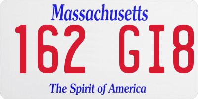 MA license plate 162GI8