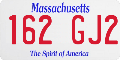 MA license plate 162GJ2