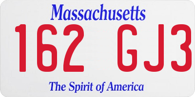 MA license plate 162GJ3