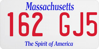MA license plate 162GJ5