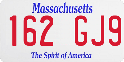 MA license plate 162GJ9