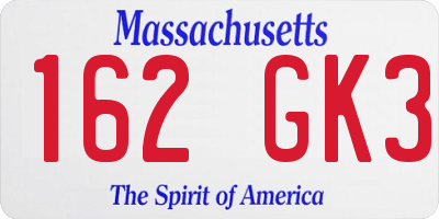 MA license plate 162GK3
