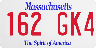 MA license plate 162GK4
