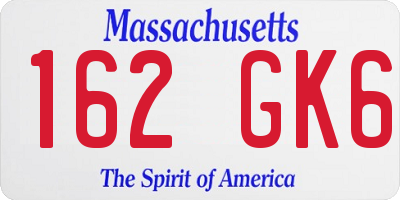 MA license plate 162GK6