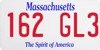 MA license plate 162GL3