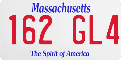 MA license plate 162GL4