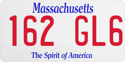 MA license plate 162GL6