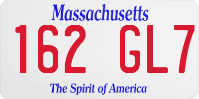 MA license plate 162GL7