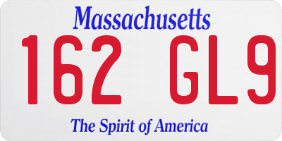 MA license plate 162GL9