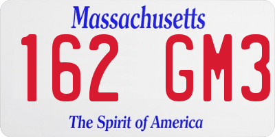 MA license plate 162GM3