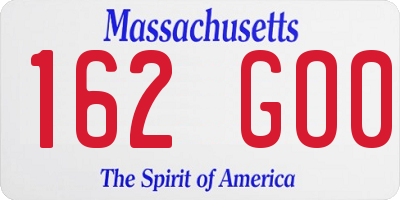 MA license plate 162GO0