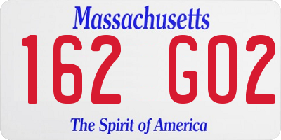 MA license plate 162GO2