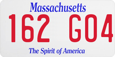 MA license plate 162GO4
