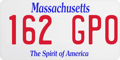 MA license plate 162GP0
