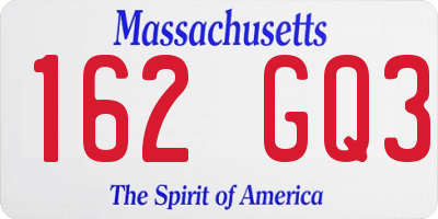 MA license plate 162GQ3