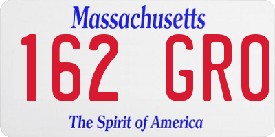 MA license plate 162GR0