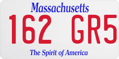 MA license plate 162GR5